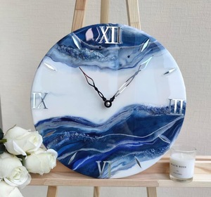 Handmade Resin Wall <b>Clock</b> Unique Swirls Design with <b>Gold</b> Accents Stylish Wall Decor for Home - Product Image 2