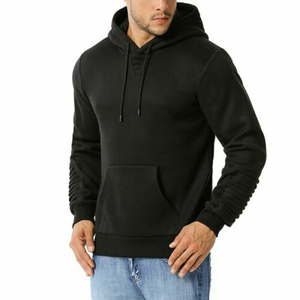 Vente en gros de sweats à capuche noirs pour hommes, 100% coton, respirants, confortables, élégants, vêtements décontractés pour l'hiver, service OEM personnalisable - Product Image 1