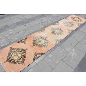 Tapis Vintage en Laine Orange Beige 2.5 X 12.2ft Turc Classique Motif Patchwork pour Adolescent Rectangle Couloir Styles Latex - Product Image 4