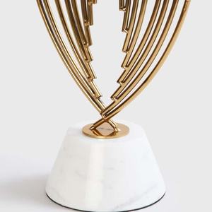 Table Top Abstract <b>Sculpture</b> Home Decoration Ornament New Design Iron Gold Plated <b>Sculpture</b> on Marble Base Figurine Tabletop - Product Image 5