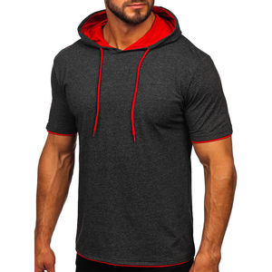 <b>Men's</b> Hooded Half Zip <b>T</b>-<b>Shirt</b> Wholesale Lightweight Polyester Cotton Blend Breathable Casual Winter Fashion Gym Wear Custom Logo - Product Image 6