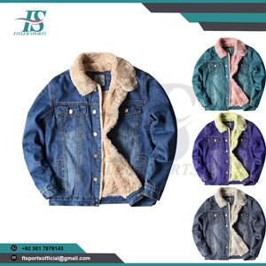 Veste en jean épaisse unisexe avec détails boutonnés, doublure polaire écologique, manteau chaud en jean pour l'automne et l'hiver, style streetwear décontracté - Product Image 3