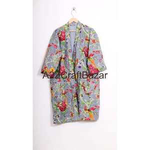 Veste kimono Kantha élégante, matelassée, en coton imprimé à la main, tenue de fête élégante, respirante, kimono élégant pour femmes - Product Image 1