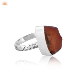 Anillo de Plata de Ley 925 con Piedra Preciosa de Cornalina Naranja en Bruto, el Mejor Regalo para Ella, Fabricantes de Joyería - Product Image 4