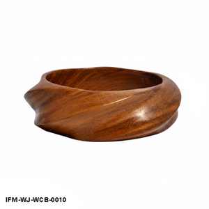 Brazalete de Madera Natural Hecho a Mano con Diseño de Onda Curva, Brazalete de Madera Grueso, Joyería Étnica Boho para Mujer - Product Image 4