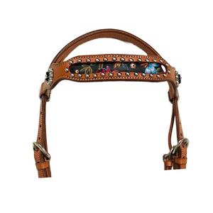 Cabecera occidental de cuero de calidad superior con vinilo y tachuelas para montar a caballo a precio asequible - Product Image 3