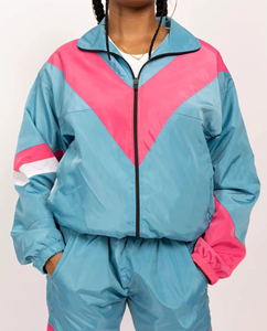 Top Trending Custom Made Wholesome Loose Fit Women's Jogging Set Article 2pcs Colour Block Tracksuit Embroidered Solid Pattern - Product Image 4