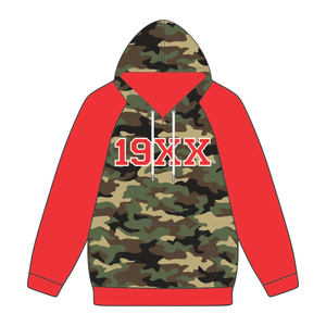 Sudadera con Capucha KAP Camo del Año de Fundación, Mangas Raglán Rojas, Mezcla de Algodón, Ropa de Fraternidad Griega, Divine Nine HBCU Griega - Product Image 2