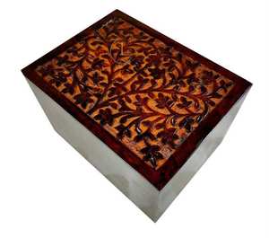 Urna de madera tallada a mano para cenizas humanas o de mascotas Recuerdo de entierro elegante para decoración del hogar de lujo y regalos reflexivos - Product Image 1