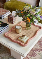Meilleure vente plateau de service rond décoratif en rotin tissé pour table basse naturelle
