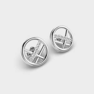 Circle Shape Daily Wear Charm Stud Pendiente Corte redondo Moissanite Diamond Push Back Stud 925 Regalos de plata para fiesta de cumpleaños - Product Image 3