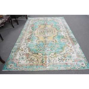 Alfombra Vintage Grande de 5.8x9.2 pies, Alfombra Azul Marroquí Turca de Lana - Product Image 5