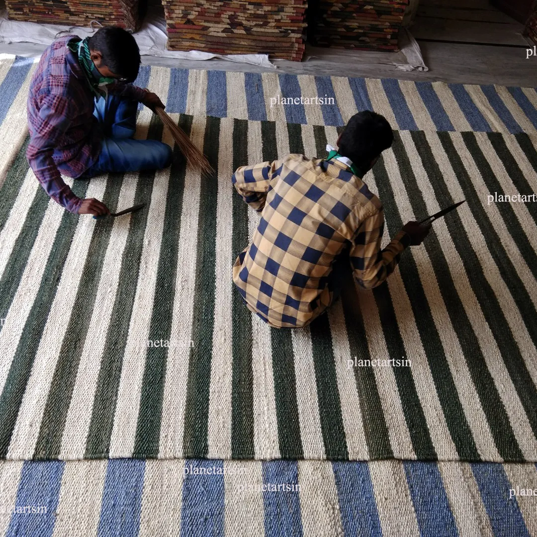 Alfombra de yute de cáñamo azul y blanco, para dormitorio, habitación de invitados, pasillo y cocina, el más vendido, precio de fábrica