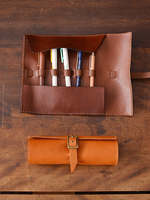 Étui à crayons rectangulaire personnalisable en cuir de haute qualité, couleur unique, à la mode, durable, avec fermeture éclair, vente en gros