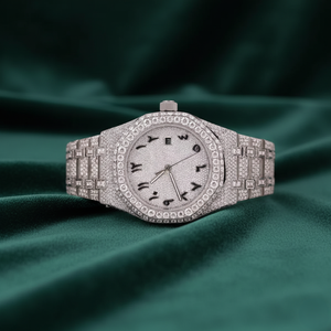 Reloj de Lujo con Esfera Árabe Completamente Adornada con Diamantes Moissanite, Reloj de Pulsera Mecánico Automático de Acero Inoxidable, Venta al por Mayor - Product Image 1