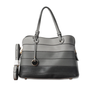 Modern <b>grey</b> ombré striped <b>handbag</b> with sleek round hardware. Available at wholesale prices. - Product Image 1