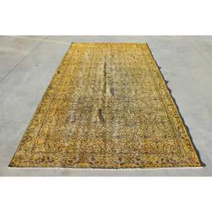 5.6x10.5 ft Large Vintage Turkish Rug, <b>Yellow</b> Moroccan <b>Wool</b> Rug - Product Image 1
