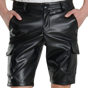 Comfortable To Wear New Arrival Men's Leather <b>Shorts</b> Breathable Solid Black Color Leather <b>Shorts</b> For Men - Product Image 1