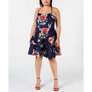Women's Trendy Floral Fit <b>Flare</b> Dress <b>Sequin</b> Hearts Red XS Size Breathable Casual for Club Day Occasions Customizable OEM ODM - Product Image 1