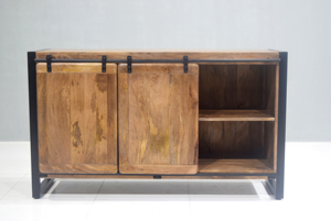 Industrial Design Mango Wood <b>Sideboard</b> Natural Finish Black Wood Color <b>Cheap</b> Chest Drawers for Hotel Home Use for Living Room - Product Image 3
