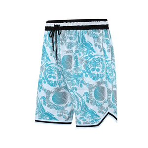 Pantalones cortos estampados informales cómodos para hombre, jersey de baloncesto Laker de poliéster, cintura elástica de malla, servicio OEM, tarifa al por mayor barata - Product Image 2