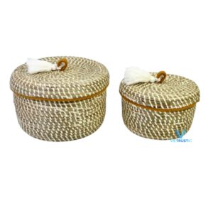 Ensemble de boîtes de rangement en coton certifié et en jonc de mer cousu pour l'organisation de la maison Fournisseur fiable pour le rangement à domicile et au bureau - Product Image 4