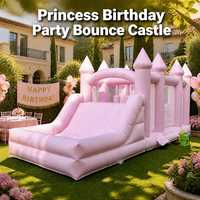 Château gonflable combiné en PVC avec toboggan, piscine à balles et tours pour location événementielle