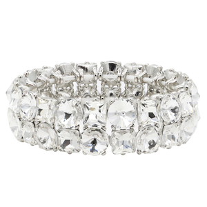 Bracelet extensible en cristal clair plaqué or Bracelets et bracelets en cristal élégants - Product Image 1