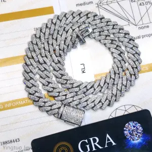 Chaîne cubaine en moissanite 8mm 10mm 12mm, diamant moissanite, testeur VVS, argent sterling 925 plaqué or, bijoux hip hop pour hommes - Product Image 4