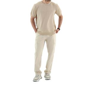 Camiseta de Punto Básica para Hombre, Corte Regular, Color Beige, Manga Corta, Estilo Minimalista, Informal Elegante, Esencial - Product Image 5