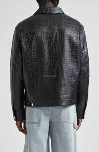 Blouson de motard en cuir pour hommes, respirant, design personnalisé, vêtements de course d'hiver, col ouvert - Product Image 6