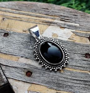 Bijoux pour femmes argent Boho Style pendentif bijoux 925 argent Sterling noir Onyx pierre précieuse tendance pendentif fait main cadeau pour - Product Image 3