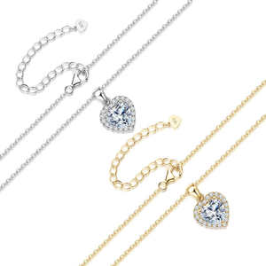 Trendy 0.50 Carat D Color VVS1 <b>Moissanite</b> Halo Heart Shape Pendant <b>Necklace</b> 925 Sterling Silver Women & Unisex Luxury Jewellery - Product Image 4