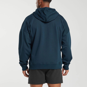 OEM personalizado de peso pesado 100% algodón de invierno cálido polar cremallera-Up Drop Shoulder Hoodies acanalado puño hombres mujeres 3D bordado - Product Image 2