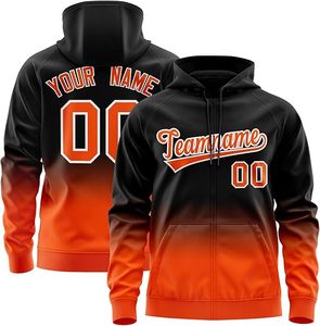 Custom Logo Embroidered Dyed Sublimation Gradient Zip Hoodie Men 3D Printed Team Name Number Training Sweatshirt Ombre <b>Jacket</b> - Product Image 1