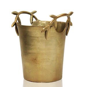 AK ถังน้ำแข็งโลหะทองเหลืองแบบกำหนดเองที่มีด้ามจับใบถังสำเร็จรูปขนาดใหญ่สีทองแบบโบราณสำหรับอุปกรณ์ทำบาร์แวร์ - Product Image 2