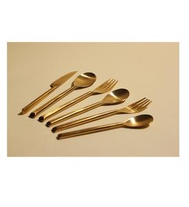 Portugal Plaqué Or Mat Couverts En Vrac Cuillères Fourchettes et Couteau En Acier Inoxydable Or Portugal Couverts Ensemble pour Mariage - Product Image 2