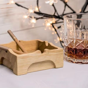 NOUVEAU ARRIVÉ RÉSINE LOGO EN BOIS MEILLEURE QUALITÉ MODERNE EPOXY Résine Epoxy & Bois Cendrier Couleur Logo Portable Intérieur et Extérieur - Product Image 1