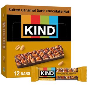 KIND Nut <b>Bars</b>, Salted Caramel & Dark Chocolate Nut, Healthy <b>Snacks</b>, Gluten Free, Low Sugar, 6g Protein, 12 Count - Product Image 2