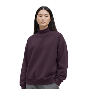 Nouveaux sweats à col montant orange pour femmes, conception OEM, épaules tombantes, surdimensionnés, avec appliqués, pour l'extérieur, pour filles, OEM - Product Image 4