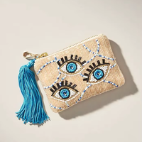 Pochette tendance brodée à la main avec des perles, pochette à monnaie en corne de designer, pochette à perles pour le jour du match, Texas Long Horns, pochette à perles pour soirée