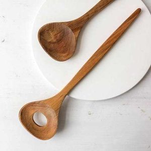 Juego de Servidor de Ensalada de Madera de Mango de Primera Calidad, con Tenedor y Cuchara, Utensilios de Comedor Duraderos y Ecológicos para Fiestas - Product Image 4