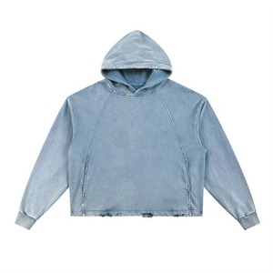 Custom Men's Vintage Washed <b>Zip</b> Up Fleece Hoodie Oversized Crop Fit OEM Wholesale Manufacturer - Product Image 1