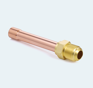 Raccord de condenseur en laiton 1/2, tube en cuivre 8 cm 23G 3/4-16 SAE 45 °   Raccord de réfrigérant AC brasé Flare 1050 PSI Inde - Product Image 3