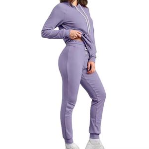 Conjunto Deportivo Informal de Invierno para Mujer, Diseño Sólido, Transpirable, 100% Algodón, Felpa, Cintura Elástica, Diseño de Alta Gama, Precio al por Mayor - Product Image 4