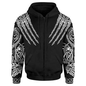 Sudadera con Capucha Personalizada de Poliéster/Algodón, Forro Polar Grueso, Cierre Completo, Estilo Y2K, con Pedrería, para Hombre, con Estampado 3D - Product Image 1