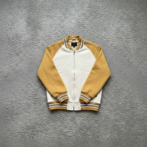 Chaqueta universitaria de béisbol con cierre de cremallera de talla grande para hombre, chaqueta de peso pesado con logotipo bordado de chenilla personalizado - Product Image 3