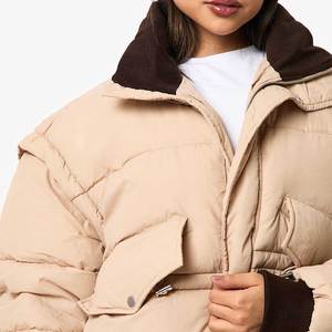 Femmes à capuche rembourré chaud hiver fermeture éclair bouffant manteau veste Logo personnalisé décontracté coupe-vent gonflé vestes femmes doudoune Outwear - Product Image 6