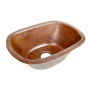 Évier en cuivre pur carré de qualité supérieure avec deux trous cuvette double finie personnalisée - Product Image 4