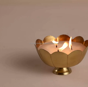 Royal Look Metal Flower Design Bowl Candle From Indian Manufacturer & Exporter - Product Image 6